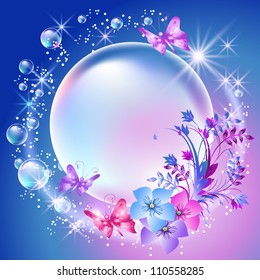 Flowers and bubbles in the sky