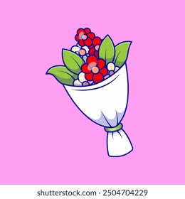 Flowers Bucket Cartoon Vector Icon Illustration. Wedding Decoration. Flat Cartoon Style.