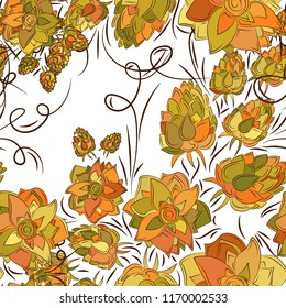 Flowers and buds of ginger. Sketch hand-drawn, seamless pattern