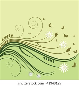  flowers, buds, leafs and butterflies