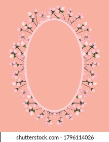 flowers buds painting around oval frame design, natural floral nature plant ornament garden decoration and botany theme Vector illustration