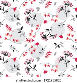 Flowers with buds pattern ditsy floral design