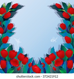 Flowers and buds of tulips. Vector Graphics - wallpaper.