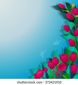 Flowers and buds of tulips. Vector Graphics - wallpaper.