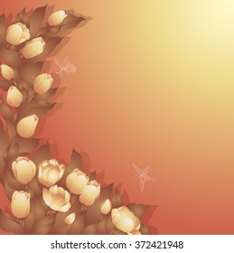 Flowers and buds of tulips. Vector Graphics - wallpaper.