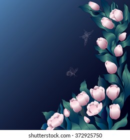 Flowers and buds of tulips. Vector Graphics - wallpaper.