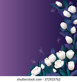 Flowers and buds of tulips. Vector Graphics - wallpaper.
