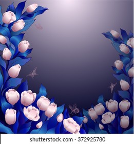 Flowers and buds of tulips. Vector Graphics - wallpaper.