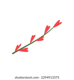 Flowers bunch. Leafs in form of hearts. Vector illustration.  