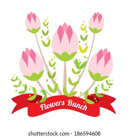 Flowers Bunch With Red Ribbon