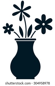 Flowers bunch in vase vector illustration isolated