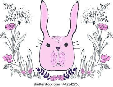 flowers with bunny