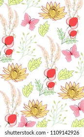 Flowers and butterflies