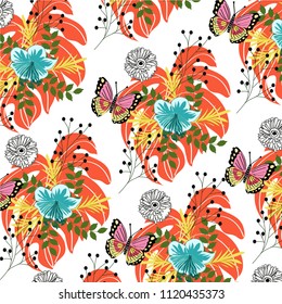 Flowers and butterflies