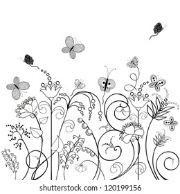 Flowers and butterflies