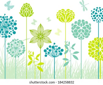 Flowers and butterflies