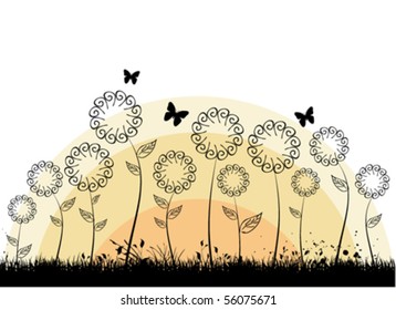 flowers with butterflies