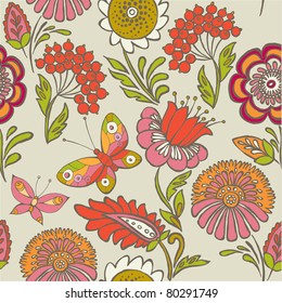 Flores y mariposas