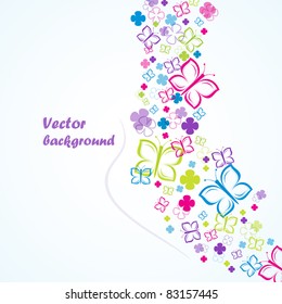 Flowers and butterflies (background), vector illustration