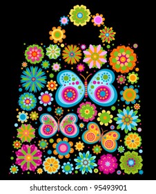 flowers and butterflies bag shape