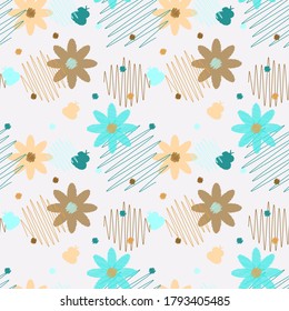 Flowers and butterflies, colored
seamless pattern. Striking print with stripe style. Bed colors.