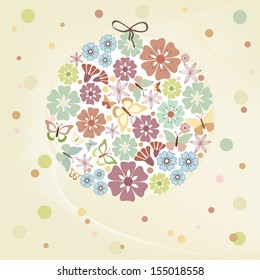 Flowers and butterflies (colorful background). Vector Illustration.