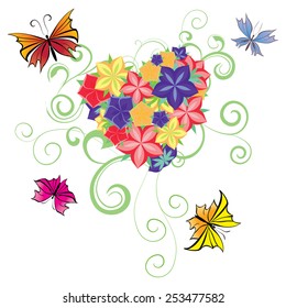 flowers and butterflies heart 