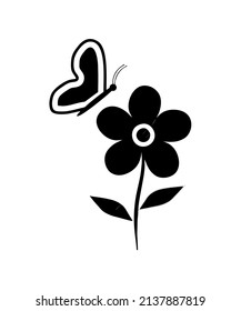 flowers and butterflies icon vector illustration logo template