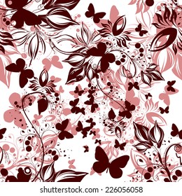 flowers with butterflies. seamless background. Vector 