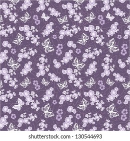 Flowers and butterflies seamless pattern