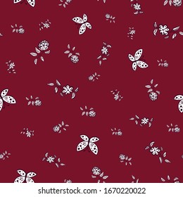 flowers and butterflies seamless vector pattern