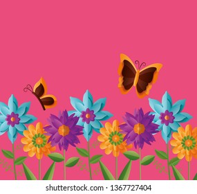 flowers butterflies spring