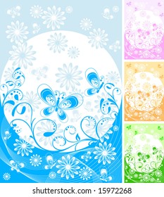 Flowers and butterflies in the summer