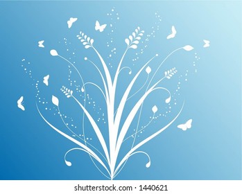 Flowers and butterflies - vector