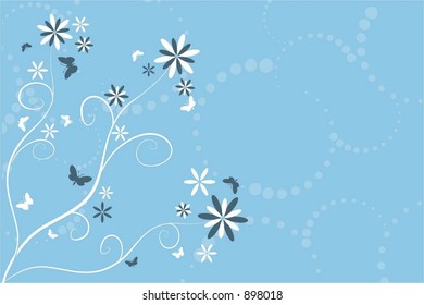 Flowers and butterflies - vector