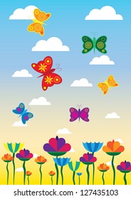 Flowers and Butterfly