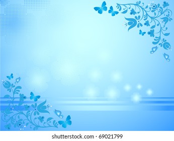 flowers and butterfly background, vector Illustration