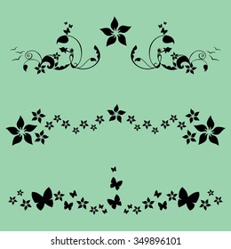 Flowers and butterfly design, creative swirl design, floral border