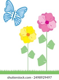 flowers and butterfly in different colors