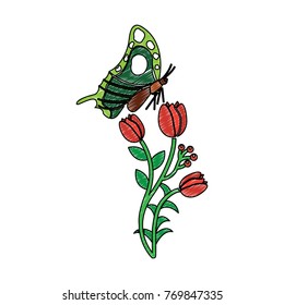 flowers and butterfly icon image 