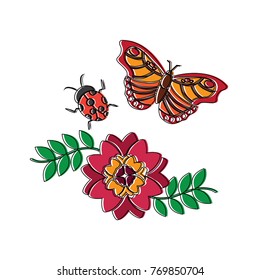 flowers and butterfly icon image 