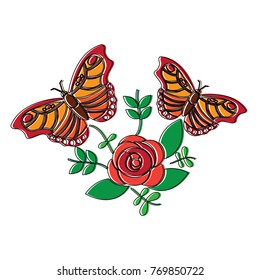 flowers and butterfly icon image 