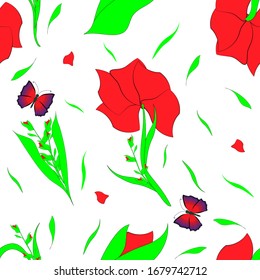 flores y patrones de mariposa interminables