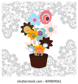 flowers of the buttons in a pot vector art