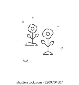 Flowers, cabbage simple vector line icon. Symbol, pictogram, sign isolated on white background. Editable stroke. Adjust line weight.