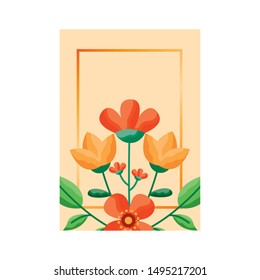 Flowers card design, floral nature plant ornament garden decoration and botany theme Vector illustration