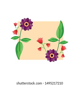 Flowers card design, floral nature plant ornament garden decoration and botany theme Vector illustration