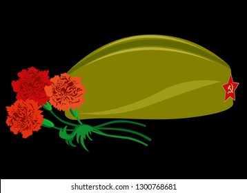 flowers carnations red field cap protector military