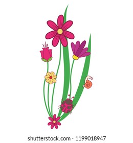 Flowers cartoon isolated