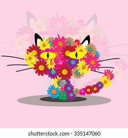 flowers cats